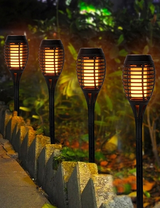 Solarlampen «Flambo», 4 Stück, mit abnehmbarem Erdspiess