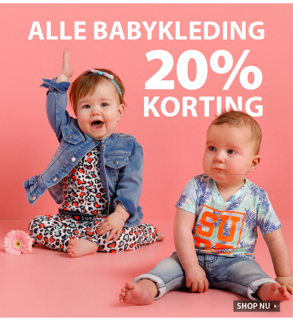 Alle babykleding 20% korting