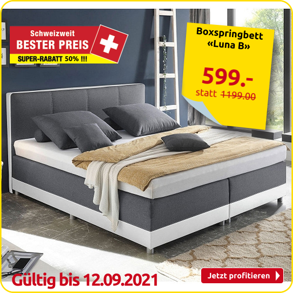 Boxspringbett «Luna B», 180 x 200 cm, weiss/anthrazit