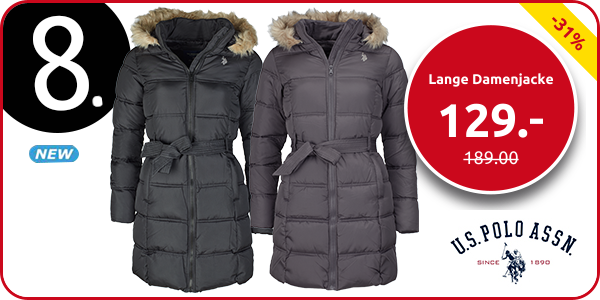 US Polo ASSN lange Damenjacke, schwarz