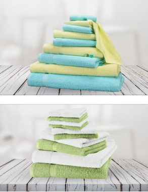 10-teiliges Frottee-Set, superflauschig, lime/türkis