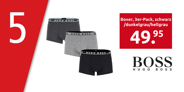 HUGO BOSS Boxer, 3er-Pack, schwarz/dunkelgrau/hellgrau