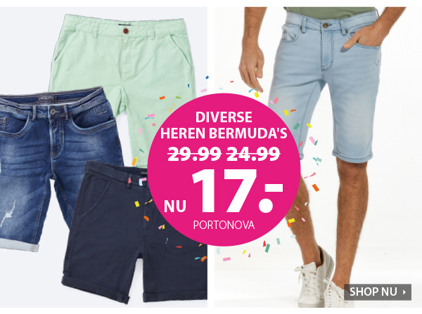 Diverse heren bermuda's nu € 17