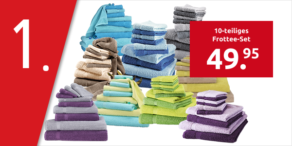 10-teiliges Frottee-Set, superflauschig, royal/blau