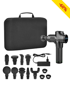 Muskel-Massage Gun, 30 Geschwindigkeiten, 9 Massageköpfe