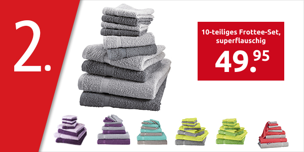 10-teiliges Frottee-Set, superflauschig, grau/anthrazit
