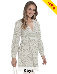 Kleid mit Puffärmel, weiss geblümt