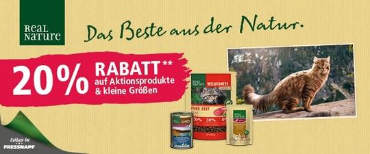 20% auf ausgewählte Produkte von Real Nature