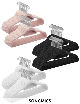 Songmics Kleiderbügel mit Samt, 50 Stück, hellrosa