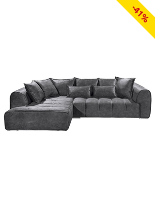Ecksofa XXL «Italy», L 320 x T 197 cm, mit Kissen, Samt, grau