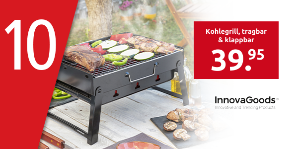 InnovaGoods Kohlegrill, tragbar & klappbar, 36x7x28,5 cm
