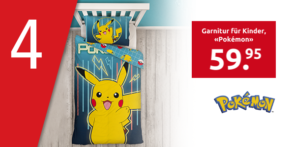 Garnitur für Kinder Double Face, 160 x 210 cm + 65 x 100 cm, «Pokémon»