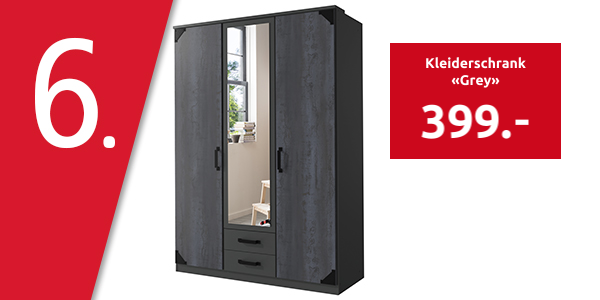 Kleiderschrank «Grey», B 135 x H 199 cm, anthrazit