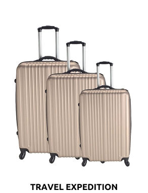 TRAVEL EXPEDITION Kofferset «Locarno», 3-teilig, H 57/67/77 cm, light, champagne