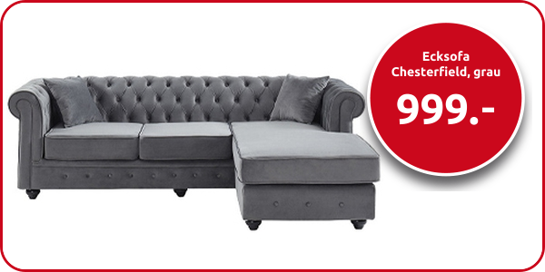 Ecksofa Chesterfield, grau