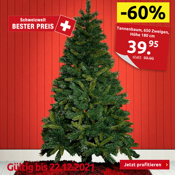 Tannenbaum mit 650 Zweigen, Höhe 180 cm