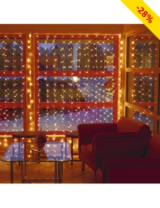 Lichtervorhang mit 300 LED, warmweiss, 2 m