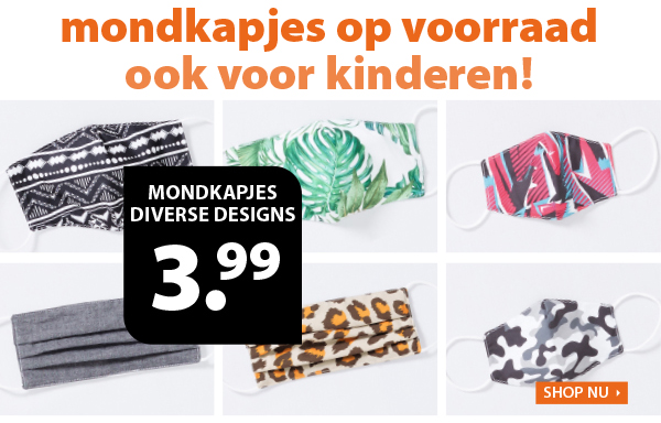 Mondkapjes op voorraad, ook voor kinderen