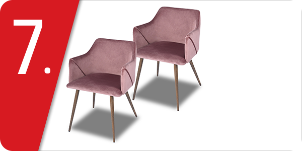 2er-Stuhlset «Aldridge», Sitzhöhe 45 cm, Sitztiefe 44 cm, total B 53 x H 75 x T 54 cm, rosa