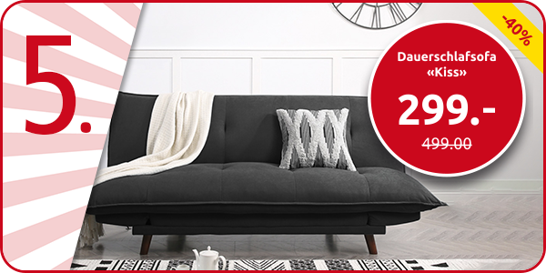 Dauerschlafsofa «Kiss», Stoffbezug anthrazit