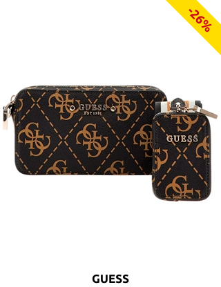 GUESS Mini-Umhängetasche «Julie», braun, mit Pochette