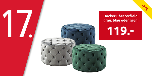 Hocker Chesterfield, Ø 63 x H 39 cm, grau