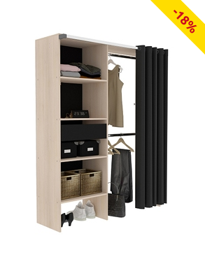 Kleiderschrank Dressing «Baila», B 143,5 x H 182 cm, eiche/schwarz