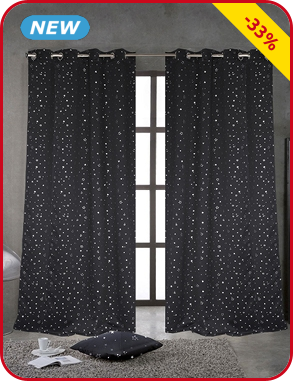 Lichtundurchlässiger Vorhang «Stars», 240 x 140 cm, anthrazit