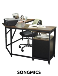 SONGMICS Schreibtisch «Winkel»,  L 149 x H 75 x T 149 cm, braun/schwarz