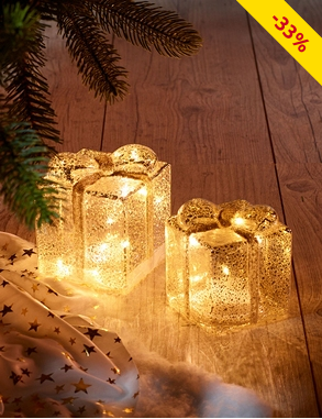 LED-Geschenke 2 Stück, goldfarben