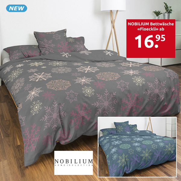 NOBILIUM Kissenbezug «Floeckli» 65 x 65 cm, grau/rosa