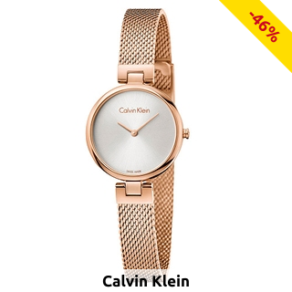Calvin Klein Damenuhr, mit roségoldfarbenem Edelstahl-Armband