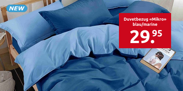 Duvetbezug «Mikro» 160 x 210 cm + Pfulmenbezug 65 x 100 cm, blau/marine