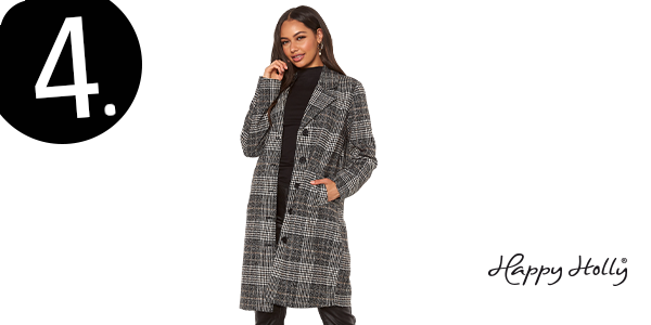 Karierter Mantel von Happy Holly, schwarz/weiss