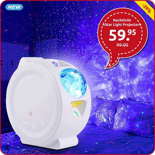 Nachtlicht «Star Light Projector», blinkt zu Musik