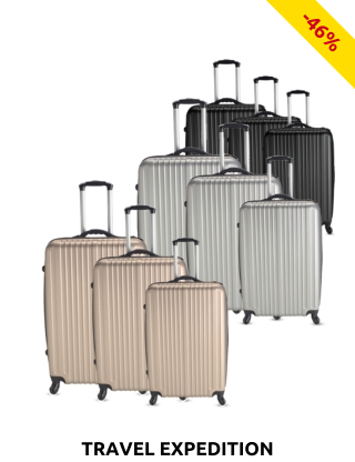 TRAVEL EXPEDITION Kofferset «Locarno», 3-teilig, H 57/67/77 cm, light, grau