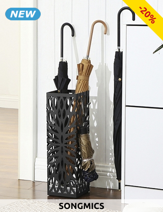 SONGMICS Schirmständer «Blätter», 15,5 x 15,5 x H 49 cm, schwarz