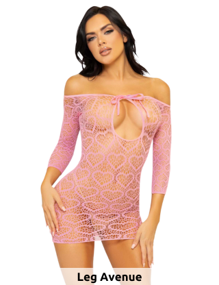 Leg Avenue Sexy Mini Dress, mit Herzen, rosa