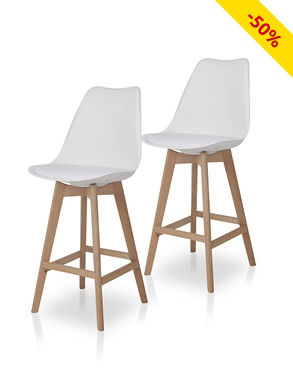 Barhocker «Moon», 2er-Set, weiss