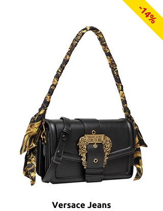 VERSACE Jeans Tasche mit raffiniertem Henkel, schwarz