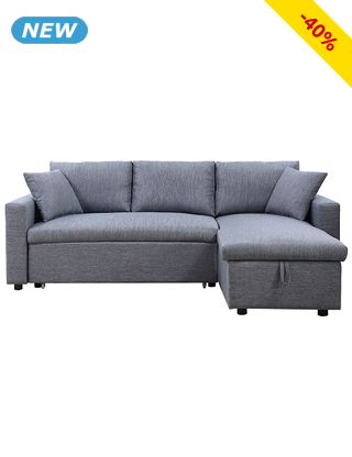 Eck-Schlafsofa «Oliver» mit Stauraum, grau