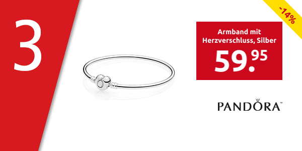 Pandora Armband mit Herzverschluss, Silber