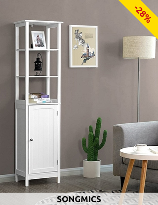 Songmics Badschrank «Cab», H 160 cm, weiss