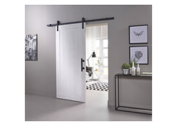 Intersteel Schiebetür-Komplettset Pure Barn Door Basic schwarz 93x211,5 cm inkl. Türblatt weiß, Schiebetürbeschlag Basic und Griff-Set