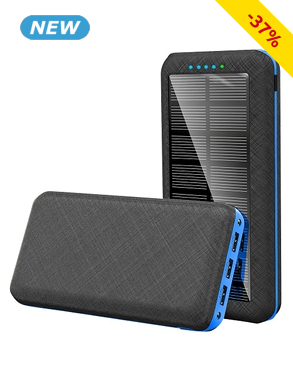 Solar-Powerbank, mit 5 USB Anschlüssen, 20'000 mAh
