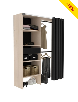 Kleiderschrank Dressing «Baila», B 143,5 x H 182 cm, eiche/schwarz
