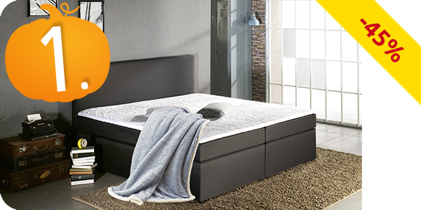 Boxspring-Bett «Trendy 2», feste Matratze, 160 x 200 cm, schwarz