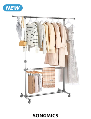 SONGMICS Hoher Kleiderständer, 2-stufig, verstellbar