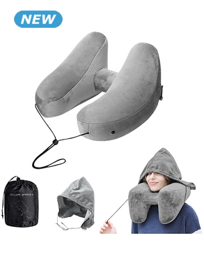 Reisekissen «Air Pillow», aufblasbar, mit Kapuze