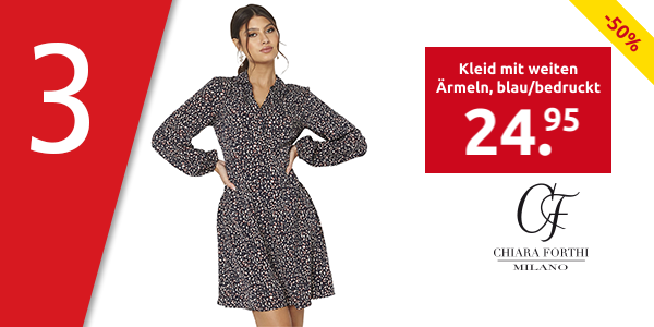 CHIARA FORTHI  Kleid mit weiten Ärmeln, blau/bedruckt